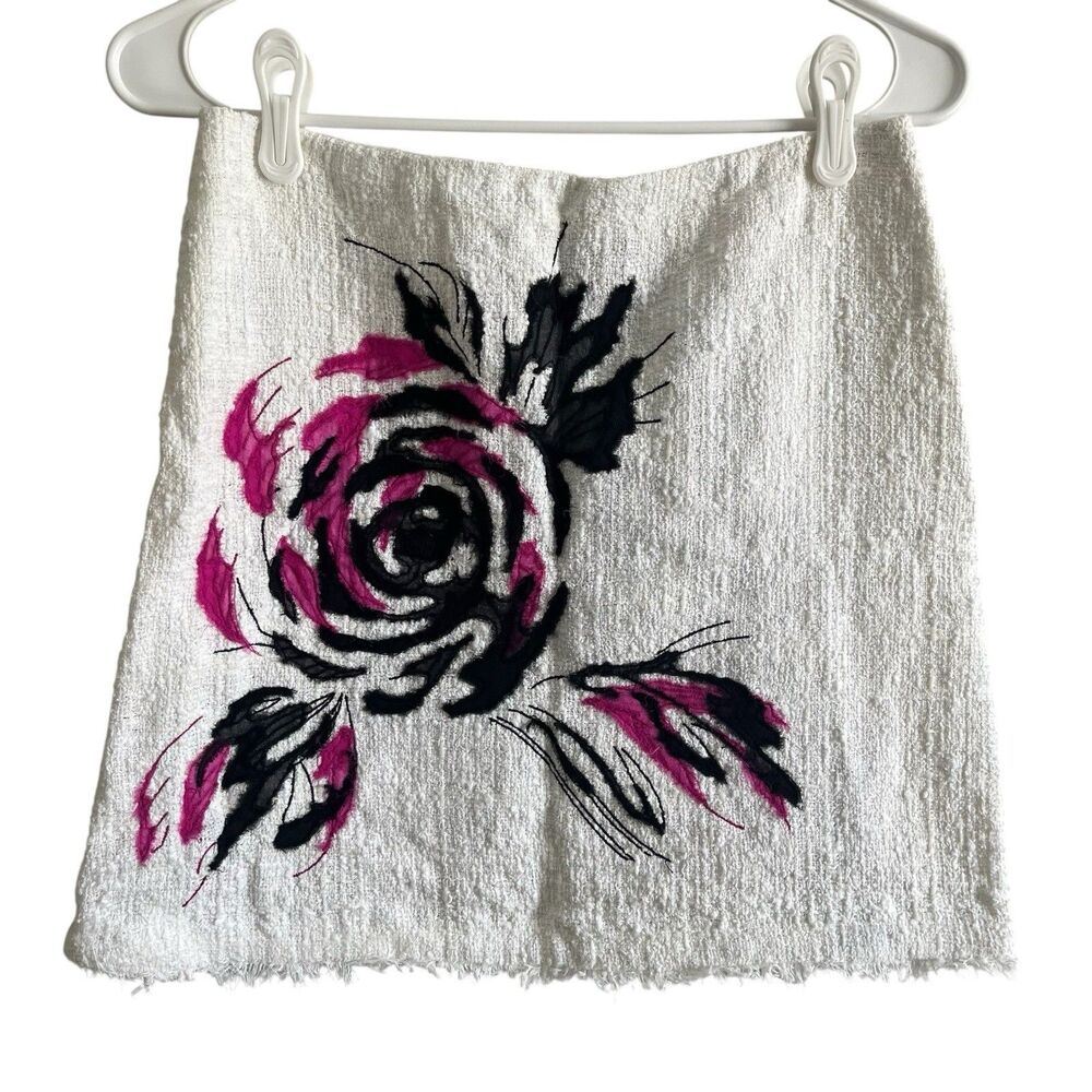 Ellen Tracy Bloomingdales Skirt Business Casual Floral Cream Women 2